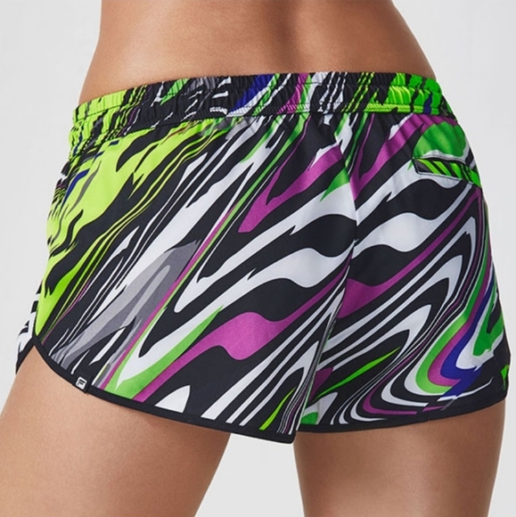Fabletics Carrie Carnival Print Athletic Running Gym Workout Shorts Womens Sz M - Picture 16 of 16